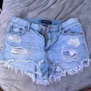 Aeropostale light wash high waisted shorty jean shorts size 8